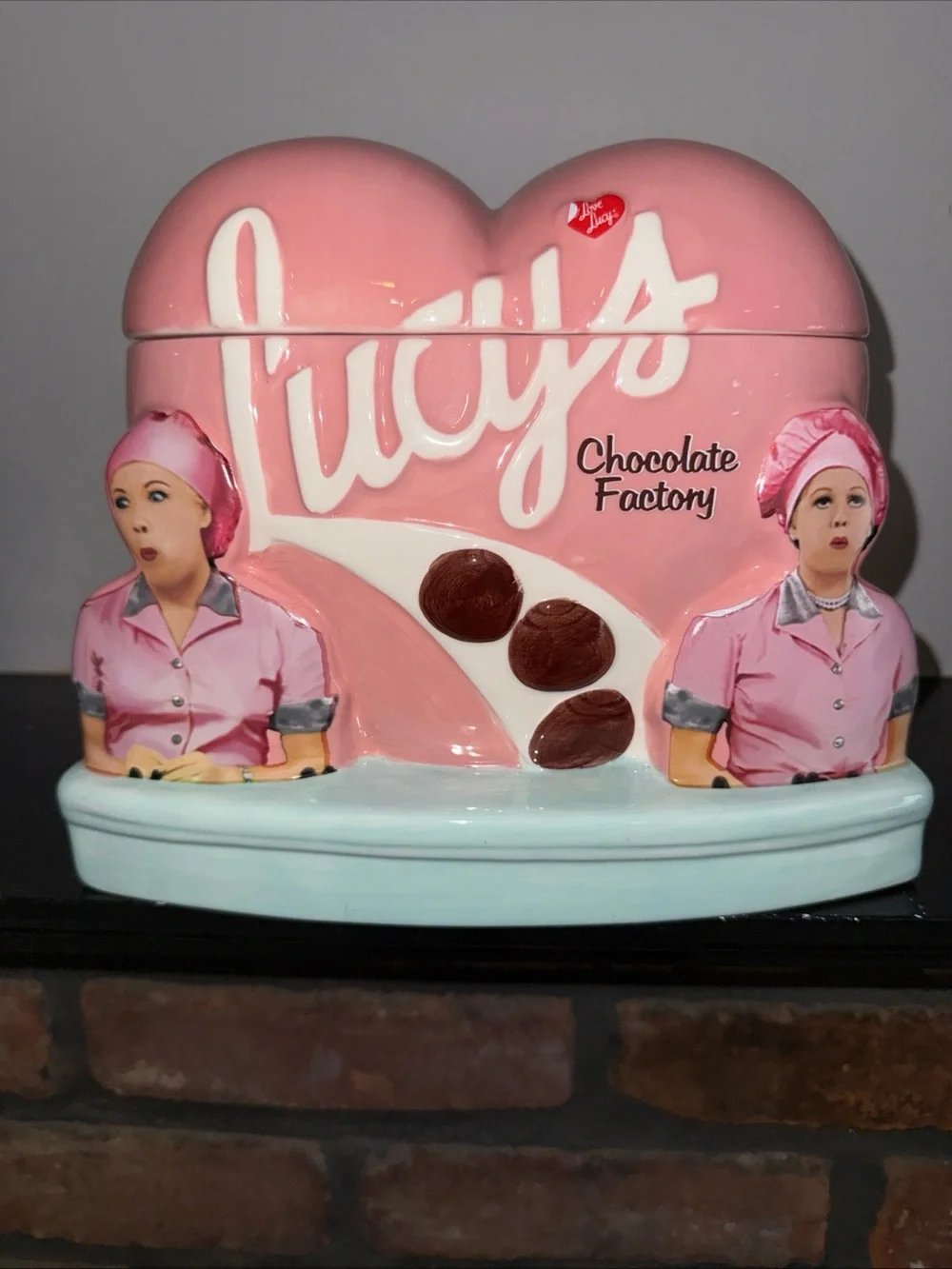 Kurt Adler Lucy's Chocolate Factory Pink Ceramic Cookie Jar